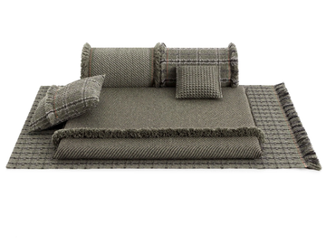 GARDEN LAYERS GREEN - Square tartan outdoor polypropylene cushion by GAN - view 3