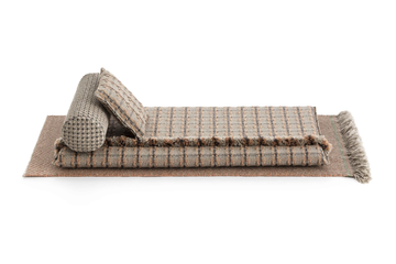 GARDEN LAYERS TERRACOTTA - Contemporary style check outdoor synthetic fibre floor cushion by GAN - view 3