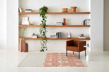 THAY TAUPE - Rectangular handmade wool rug with geometric shapes by GAN - view 3