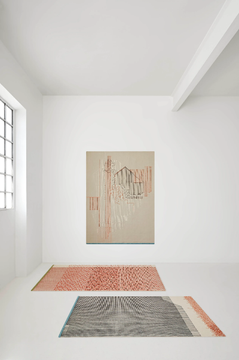 BACKSTITCH CALM BRICK - Striped rectangular handmade wool rug by GAN - view 3