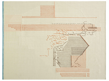 BACKSTITCH COMPOSITION BRICK - Striped rectangular handmade wool rug by GAN - view 2