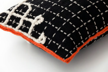 BANDAS D - Rectangular hand embroidered wool cushion by GAN - view 3