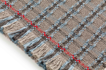 GARDEN LAYERS CHECKS. BLUE - Rectangular polypropylene outdoor rugs with geometric shapes by GAN - view 3