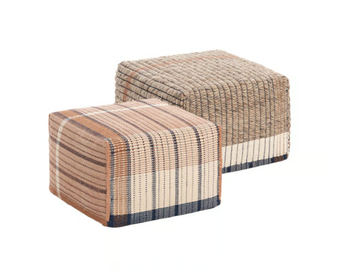 REVERSIBLE PINK - Square pouf in wool, linen and cotton by GAN - view 2