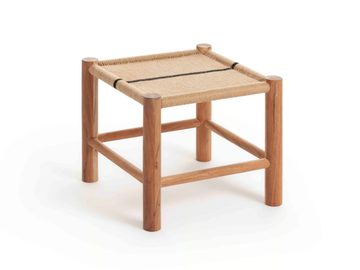 ROOTS SINGLE STOOL 01 - Low stool in acacia and jute wood by GAN - view 2
