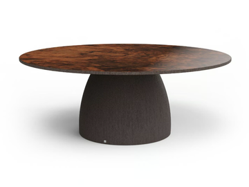 BARREL - Round fiberglass table with walnut root top by GANSK - view 2