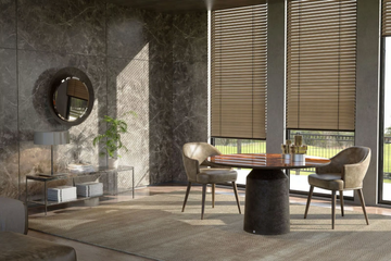 SIANA - Round fiberglass table with walnut root veneer top by GANSK - view 3