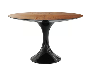 JADE - Round fiberglass dining table with wood veneer top by GANSK - view 2