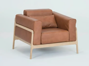 FAWN - Leather armchair with armrests by GAZZDA - view 2
