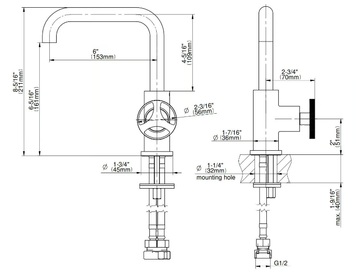 HARLEY - Countertop 1 hole washbasin mixer by GRAFF - view 3