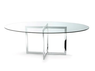 RAJ 4 - Round Glass and Stainless Steel table by Gallotti&Radice - view 2