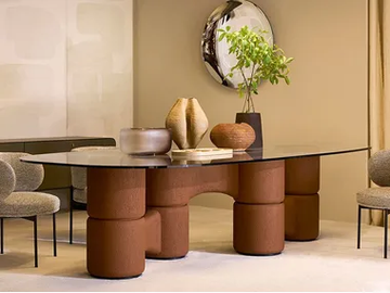 MOLECOLA - Tempered glass table with spatulate wood base by Gallotti&Radice - view 2