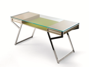 LUÌ - Glass and Stainless Steel secretary desk with drawers by Gallotti&Radice - view 2