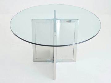 RAJ 4 - Round Glass and Stainless Steel table by Gallotti&Radice - view 3