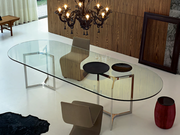 RAJ LIGHT - Oval Glass and Stainless Steel living room table by Gallotti&Radice - view 3