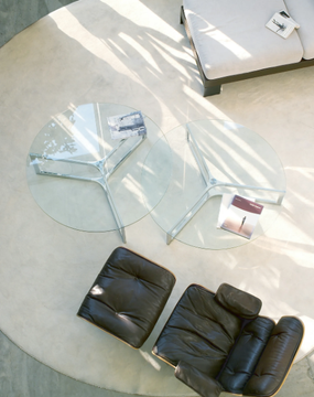 RAJ 1 - Low round Glass and Stainless Steel coffee table by Gallotti&Radice - view 3