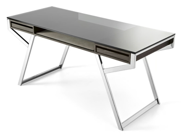 LUÌ - Glass and Stainless Steel writing desk with drawers by Gallotti&Radice - view 2