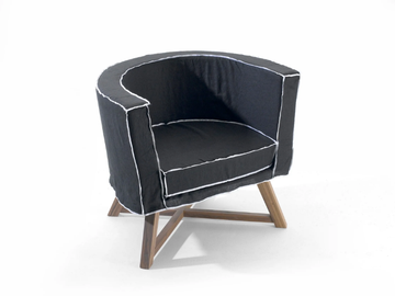 GRAY 08 - Fabric easy chair with armrests with removable cover by Gervasoni - view 2