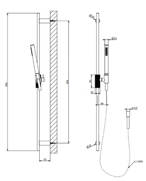 HABITO TRAME - Chromed brass shower wallbar with hand shower by Gessi - view 3
