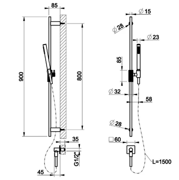 INVERSO DIAMANTATO - Chromed brass shower wallbar with hose by Gessi - view 3