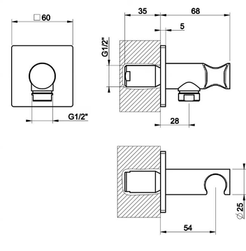 INVERSO - Chromed brass handshower holder with wall supply elbow by Gessi - view 3
