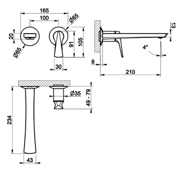 VENTAGLIO - Wall-mounted chromed brass washbasin mixer by Gessi - view 3
