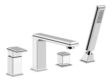 ELEGANZA BATH - 4 hole metal bathtub mixer with hand shower by Gessi - view 2