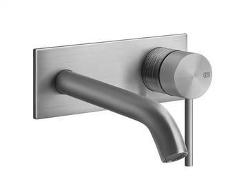 TRAME - Wall-mounted stainless steel washbasin mixer with plate by Gessi - view 2