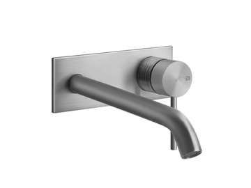 TRAME - Wall-mounted stainless steel washbasin mixer with plate by Gessi - view 3