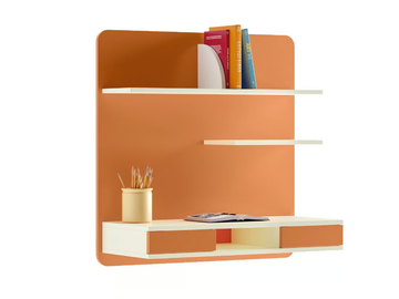 SQUARE - Rectangular wooden Kids writing desk with bookcase by Giessegi - view 2