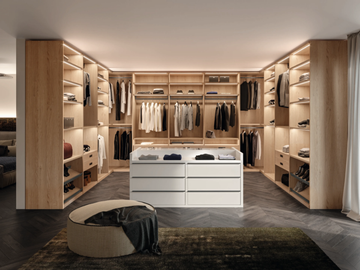 CA12 - Corner wooden walk-in wardrobe with integrated lighting by Giessegi - view 2