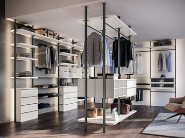 CA10 - Sectional wooden walk-in wardrobe with integrated lighting by Giessegi - view 2