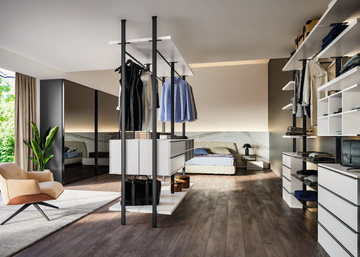 CA10 - Sectional wooden walk-in wardrobe with integrated lighting by Giessegi - view 3