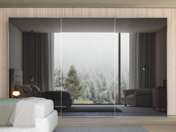 MASTER D - Mirrored built-in wooden wardrobe and sliding doors by Giessegi - view 2