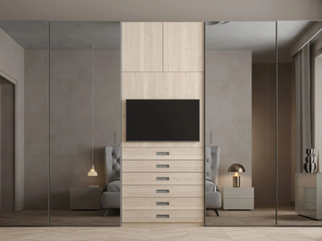 MODO - Built-in mirrored wooden wardrobe with drawers by Giessegi - view 2