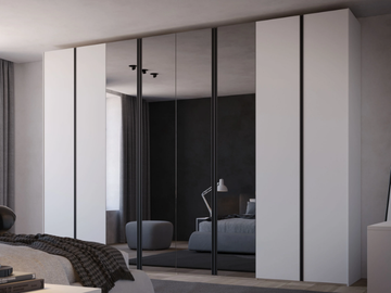 MURANO - Built-in mirrored wooden wardrobe with coplanar doors by Giessegi - view 2