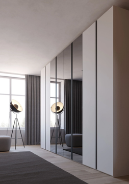 MURANO - Built-in mirrored wooden wardrobe with coplanar doors by Giessegi - view 3