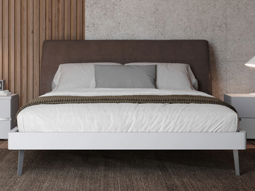 NARCISO - Wooden storage bed with upholstered headboard by Giessegi - view 2