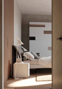 NARCISO - Wooden storage bed with upholstered headboard by Giessegi - view 3