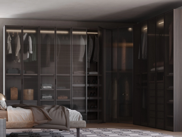 OPEN - Corner wooden wardrobe with shoe rack by Giessegi - view 2