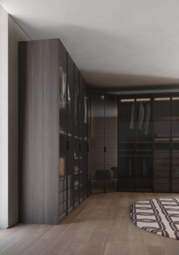OPEN - Corner wooden wardrobe with shoe rack by Giessegi - view 3