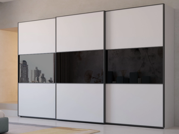 VISION - Built-in wooden wardrobe with built-in TV with sliding doors by Giessegi - view 2
