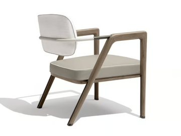 ELSA - Leather and fabric easy chair with armrests by Giorgetti - view 3