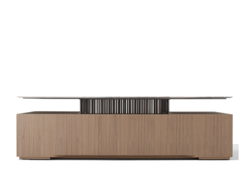 G-CODE DESK - Rectangular writing desk with walnut base and marble top by Giorgetti - view 3