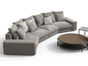 SKYLINE - Sectional curved fabric sofa by Giorgetti - view 2