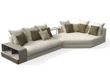 SKYLINE - Modular sectional leather sofa with chaise longue by Giorgetti - view 2