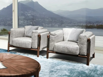 URBAN - Leather armchair with armrests by Giorgetti - view 3
