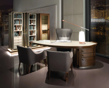 MOBIUS - Leather easy chair with armrests by Giorgetti - view 3