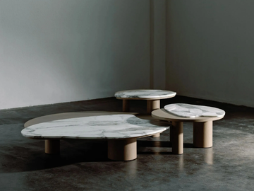 BORDEIRA - Oak and Calacatta marble coffee table set by Greenapple - view 3