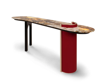 CHIADO - Oval granite and wooden console table by Greenapple - view 3
